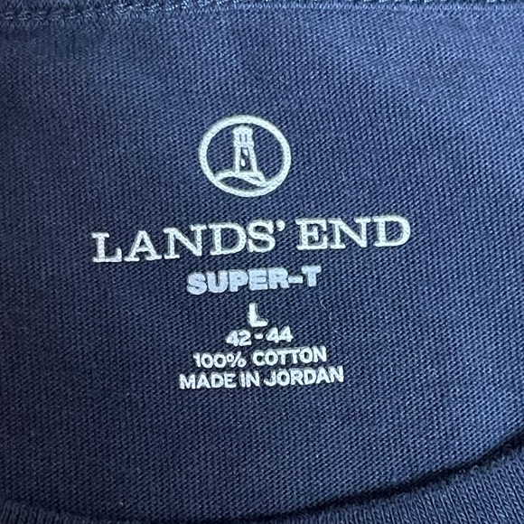 Lands End Super-T Mens Large L Blue Cotton Long Sleeve Crew Neck T-Shirt Casual - Picture 8 of 13